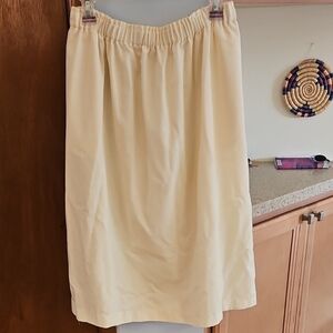 Handmade Elastic-waist Midi Skirt- Cream